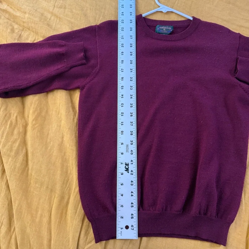 Charter Club Classic Burgundy Merino Wool Crewneck Sweater Womens Small‎ Maroon